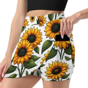 Red Christmas Pattern Women's Athletic Skirts Light Proof A-line Trouser Skirt with Shorts Pockets