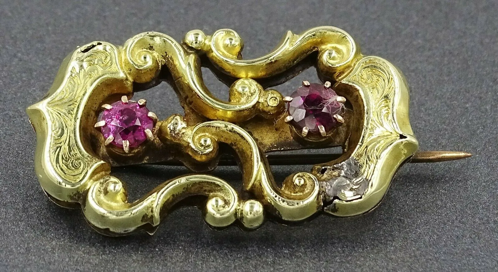 Rhodolite Garnet 9ct Yellow & Rose Gold Brooch