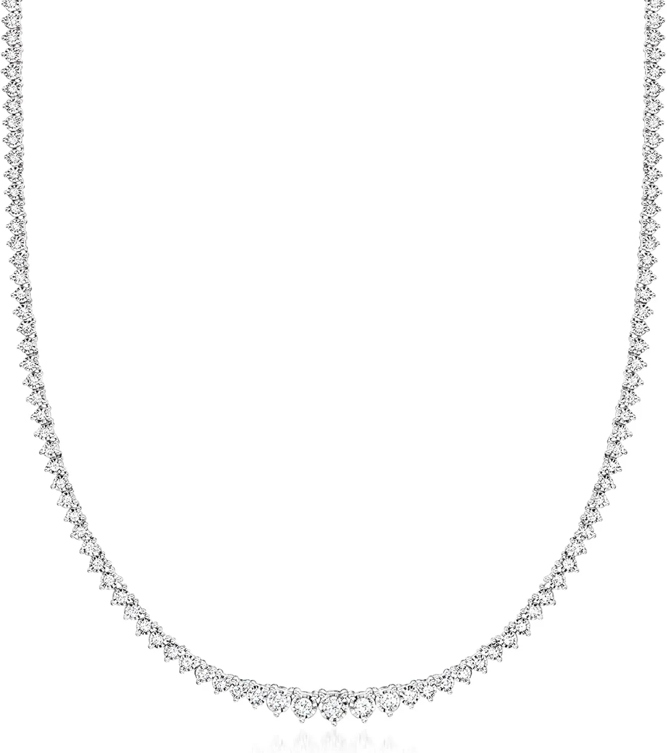 Ross-Simons 2.00 ct. t.w. Graduated Lab-Grown Diamond Tennis Necklace in Sterling Silver
