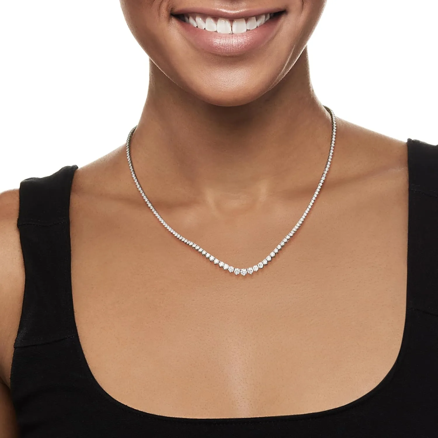 Ross-Simons 5.00 ct. t.w. Graduated Lab-Grown Diamond Tennis Necklace in 14kt White Gold