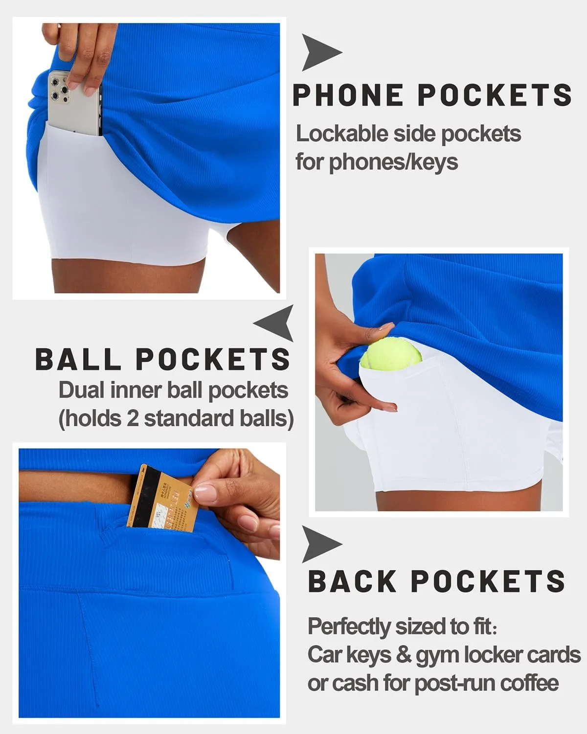 RUNNING GIRL Women's Tennis Skirts with Pockets High Waisted Tummy Control Casual Athletic Workout Golf Skorts