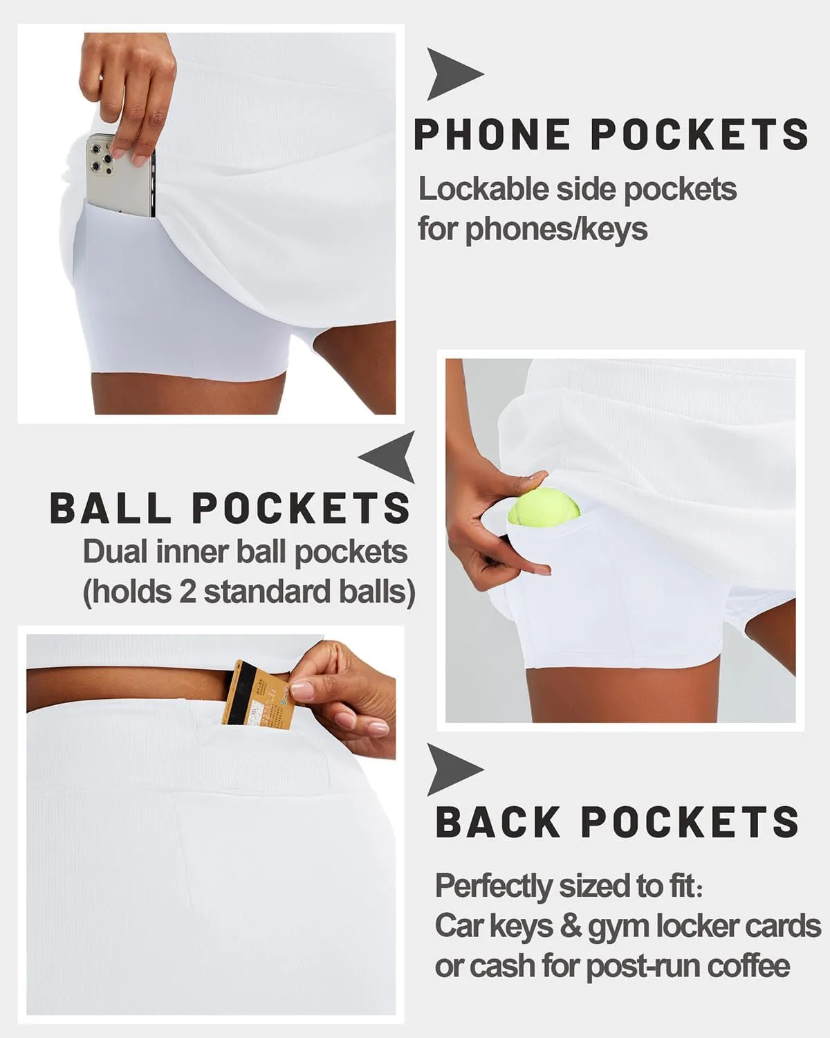 RUNNING GIRL Women's Tennis Skirts with Pockets High Waisted Tummy Control Casual Athletic Workout Golf Skorts