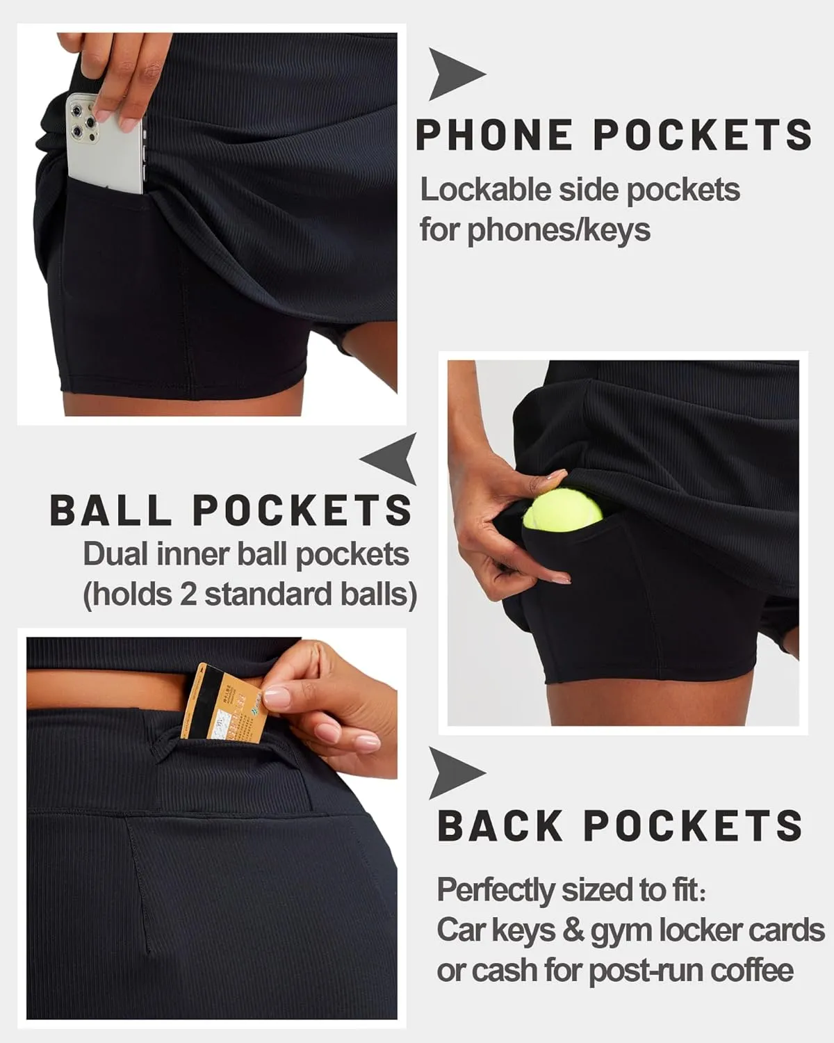 RUNNING GIRL Women's Tennis Skirts with Pockets High Waisted Tummy Control Casual Athletic Workout Golf Skorts