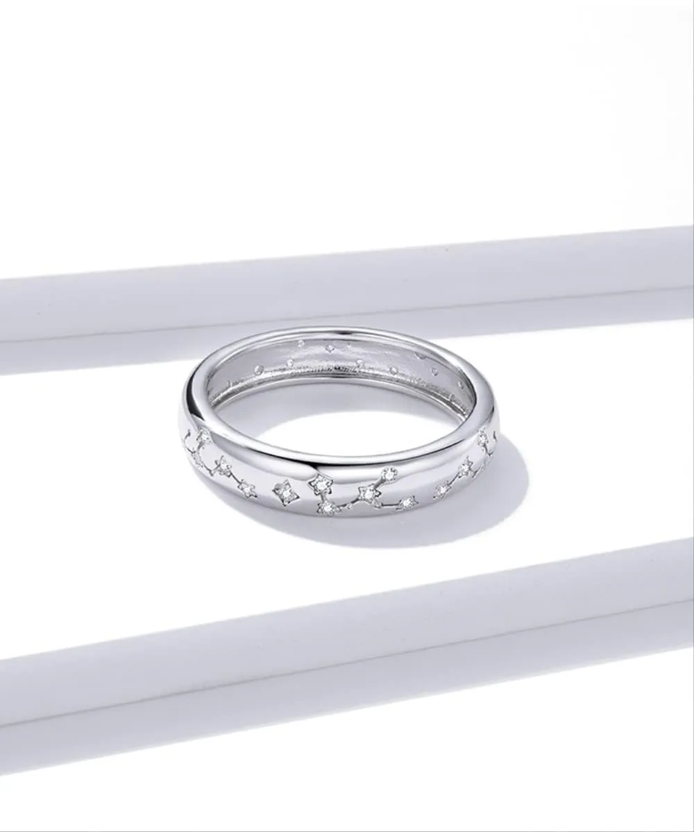 S Clear Platinum Shining Stars Finger Rings For Women Engagement Wedding Statement Jewelry