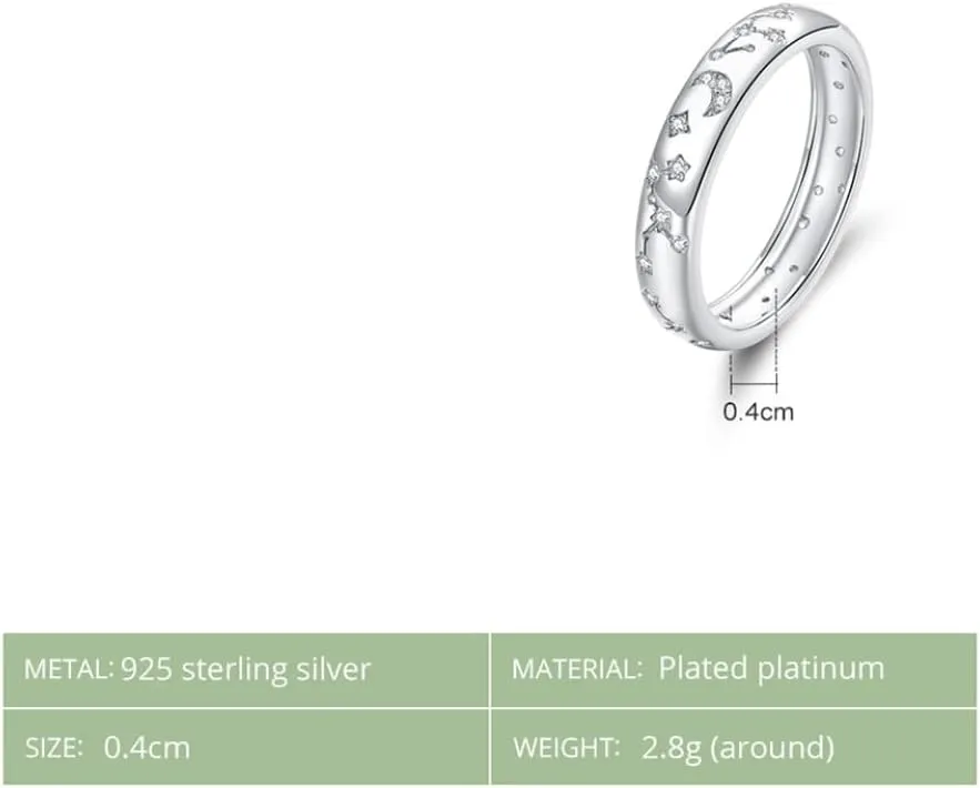 S Clear Platinum Shining Stars Finger Rings For Women Engagement Wedding Statement Jewelry