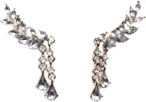 Silver Tone Art Deco Flapper Antique Vintage Style Bridal Rhinestone Dangle Earrings