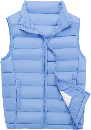 SK Studio Boys Girls' Light Weight Down Vest, Kids Lightweight Sleeveless Jacket, Boys Girls Puffer Down Vest