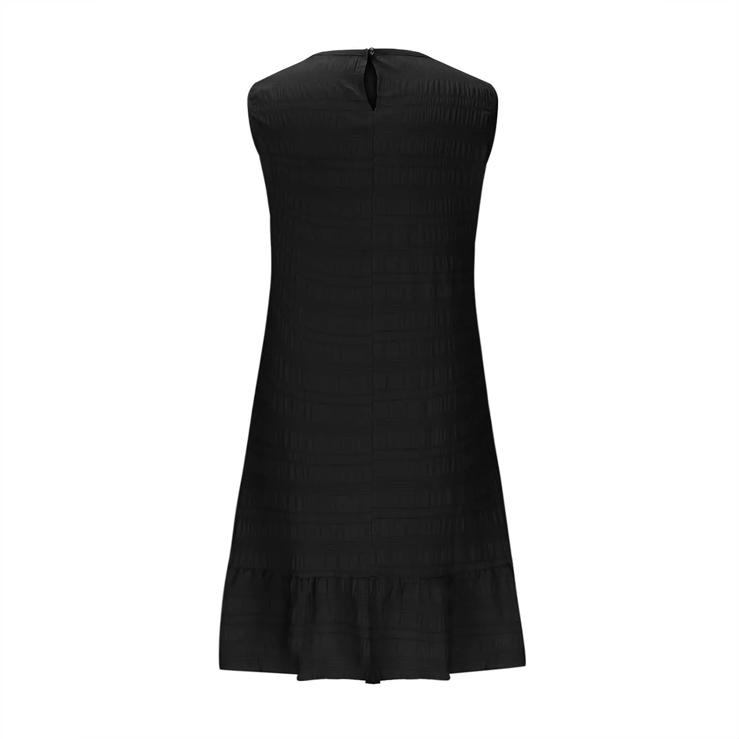 Sleeveless Tank Dresses for Women Summer Ruffle Hem Sundress Casual Mini Dress Solid Color Round Neck Dress 2025