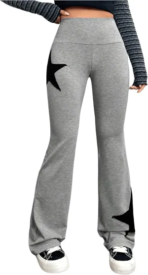 SOLY HUX Women's High Waisted Bootcut Flare Leggings Y2k Yoga Sweatpants Streetwear