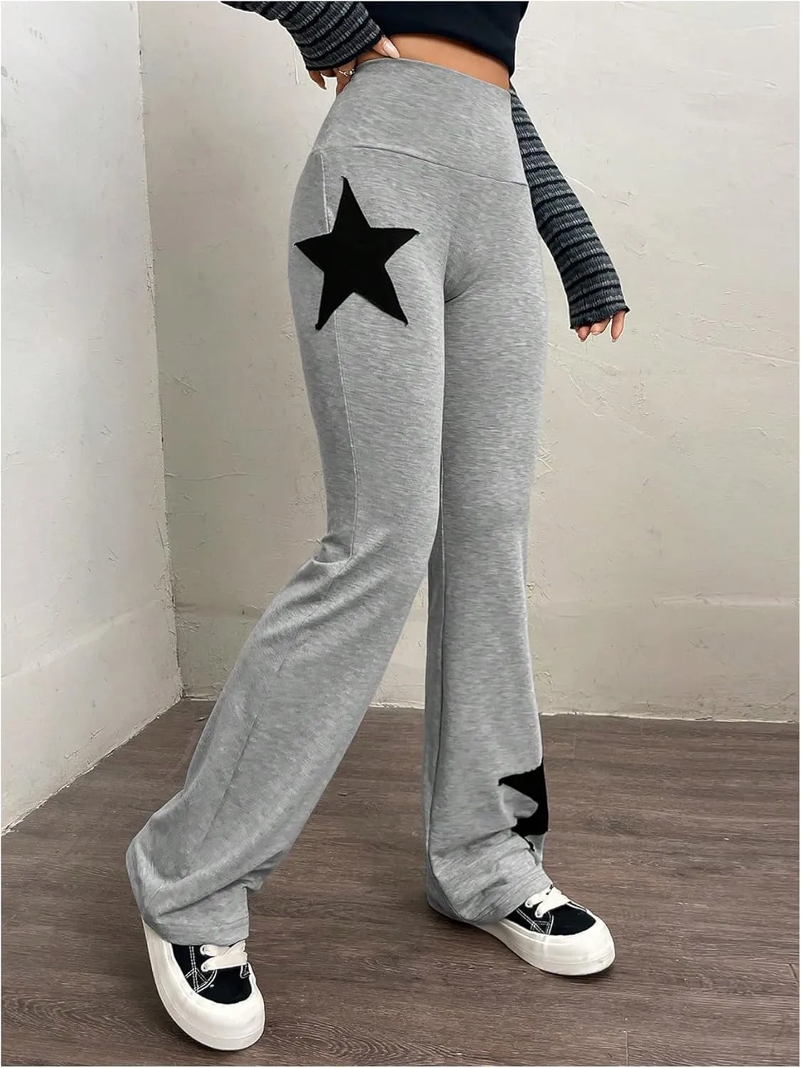 SOLY HUX Women's High Waisted Bootcut Flare Leggings Y2k Yoga Sweatpants Streetwear