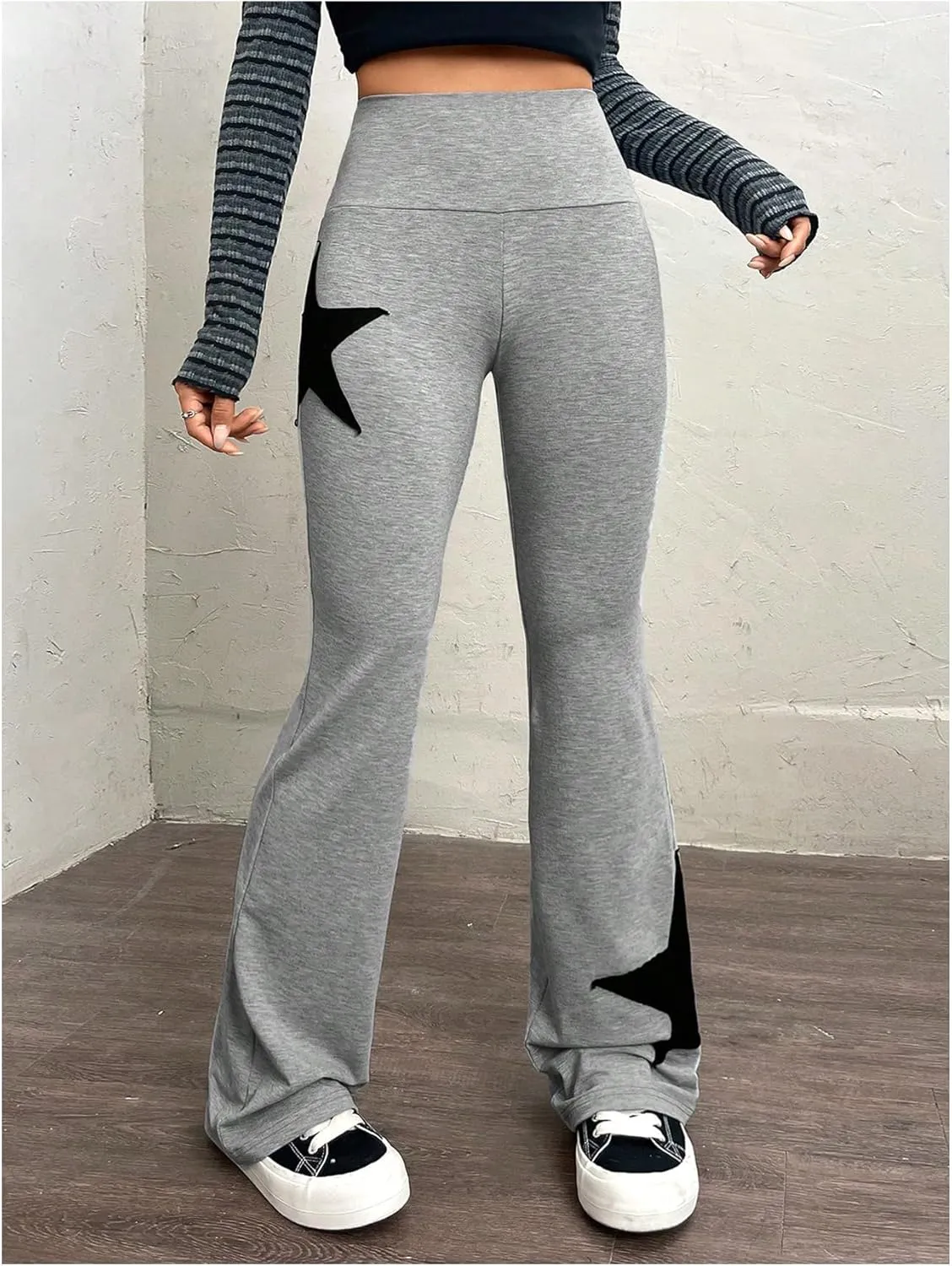 SOLY HUX Women's High Waisted Bootcut Flare Leggings Y2k Yoga Sweatpants Streetwear
