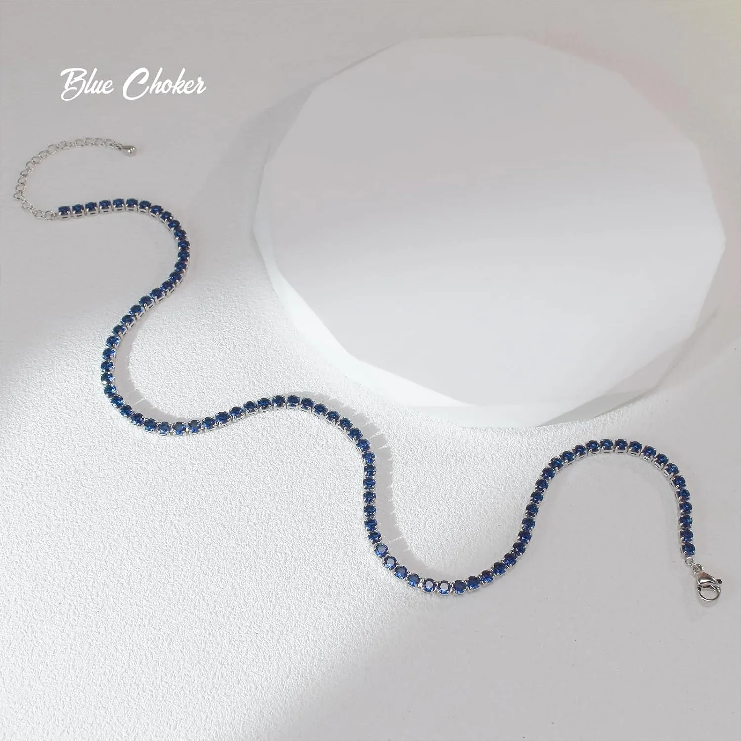 Sparkle Cubic Zirconia Crystal Choker Necklace for Women Dainty Simulated Diamond Tennis Necklace for Wedding Christmas Halloween Party Prom