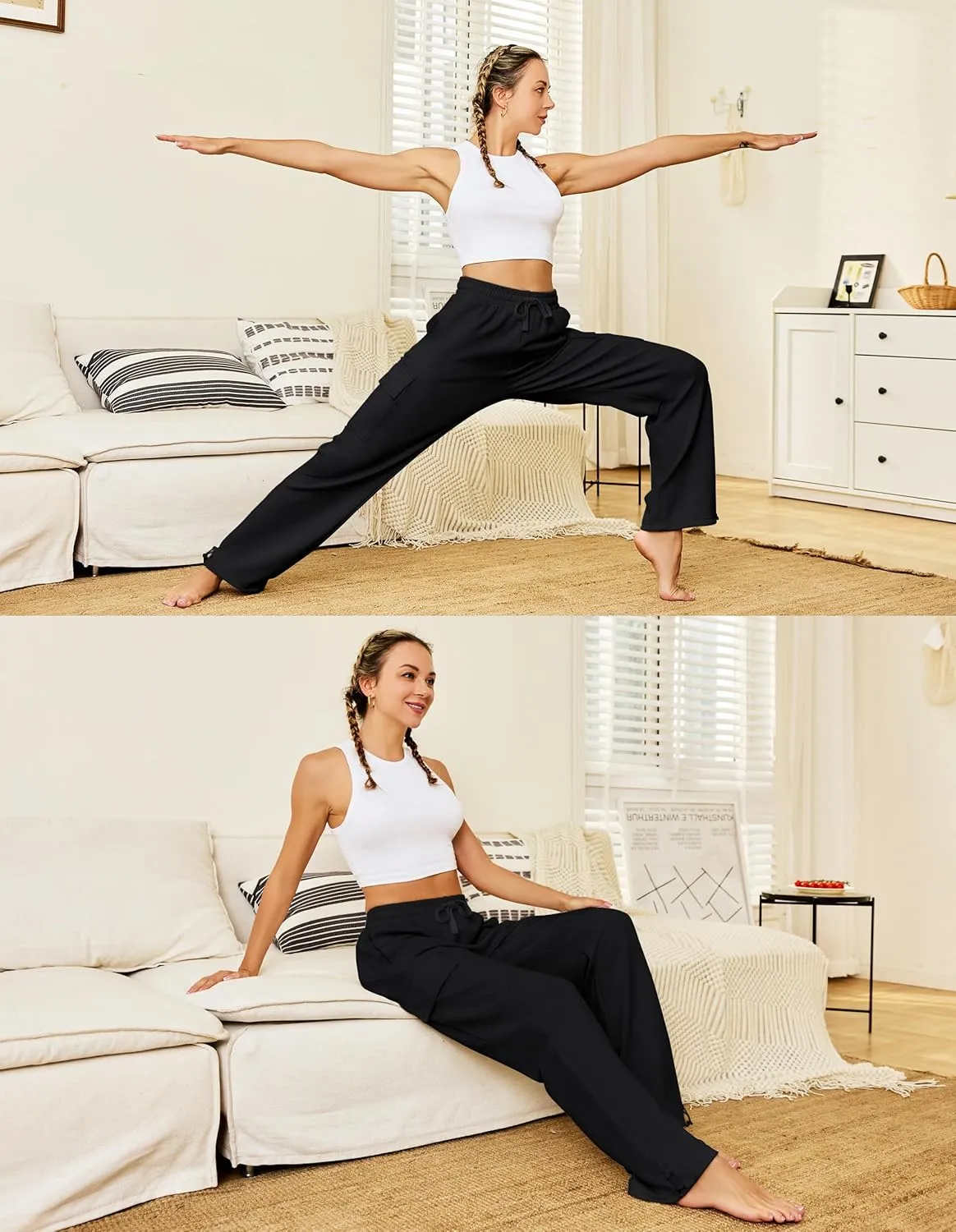 SPECIALMAGIC Womens Cargo Sweatpants Wide Leg High Waisted Baggy Sweat Pants Fall Flared Joggers with Pockets