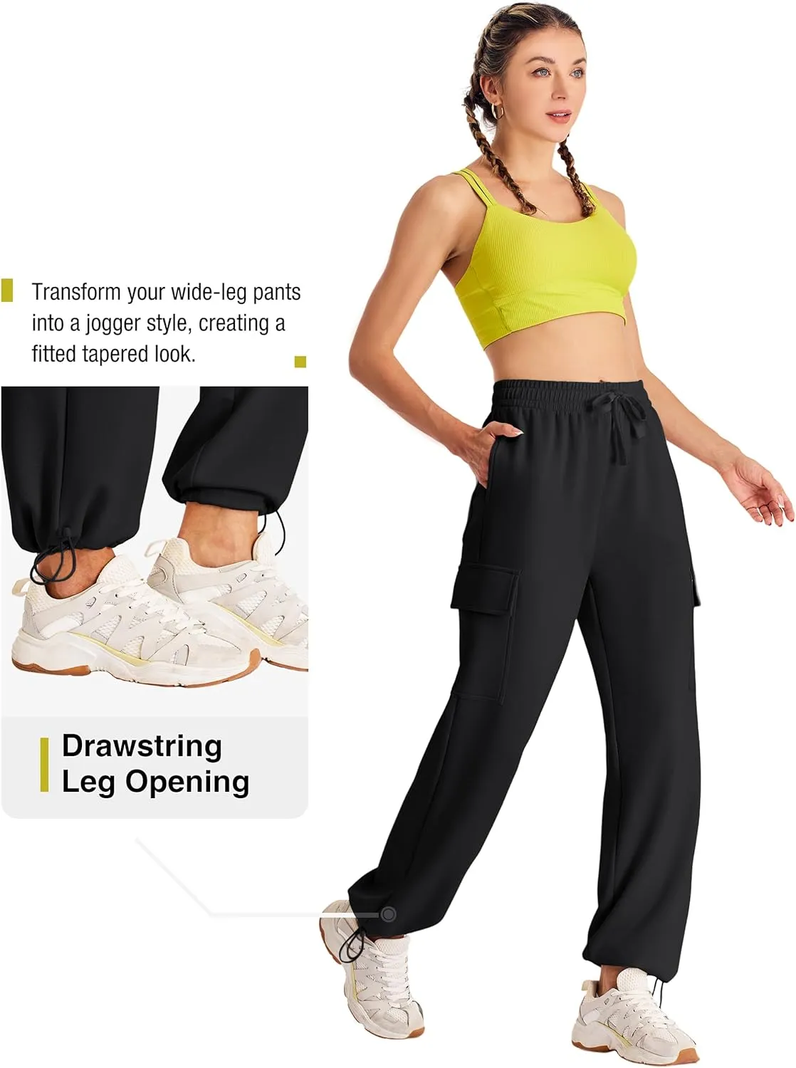 SPECIALMAGIC Womens Cargo Sweatpants Wide Leg High Waisted Baggy Sweat Pants Fall Flared Joggers with Pockets