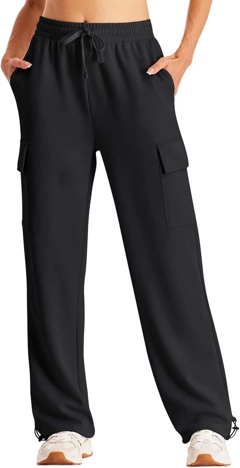 SPECIALMAGIC Womens Cargo Sweatpants Wide Leg High Waisted Baggy Sweat Pants Fall Flared Joggers with Pockets