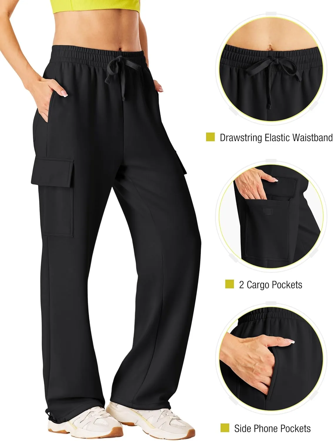 SPECIALMAGIC Womens Cargo Sweatpants Wide Leg High Waisted Baggy Sweat Pants Fall Flared Joggers with Pockets