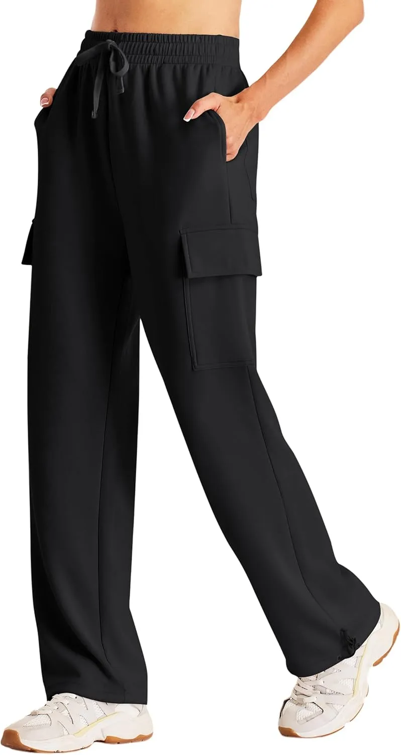 SPECIALMAGIC Womens Cargo Sweatpants Wide Leg High Waisted Baggy Sweat Pants Fall Flared Joggers with Pockets