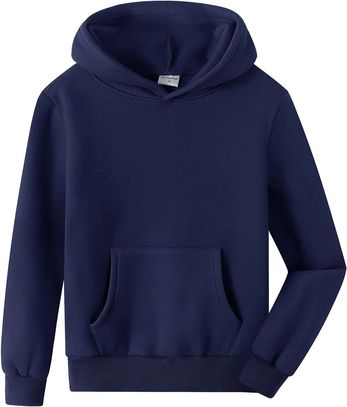 Spring&Gege Youth Solid Fleece Hoodies Pullover Hooded Sweatshirts for Children (3-12 Years)