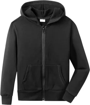 Spring&Gege Youth Solid Fleece Hoodies Soft Full Zip Hooded Sweatshirts for Children (3-12 Years)