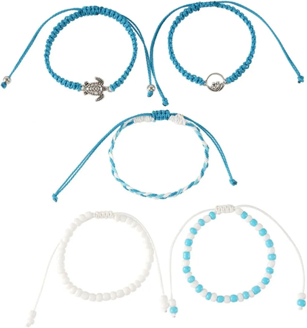 Stretchy Bracelet Set Men Women Beach Turtle Bead Friendship String Bracelet Fashion Jewelry for Women