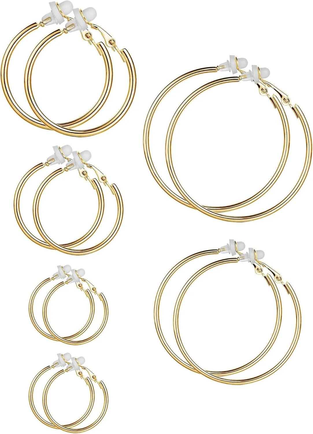 Sumind Clip on Hoop Earrings Hoop Gold Earrings Non Piercing Earrings Set for Women
