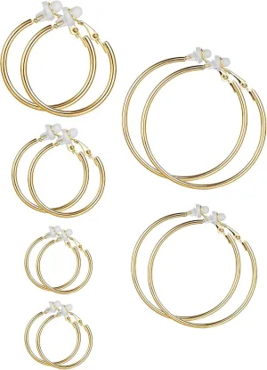 Sumind Clip on Hoop Earrings Hoop Gold Earrings Non Piercing Earrings Set for Women