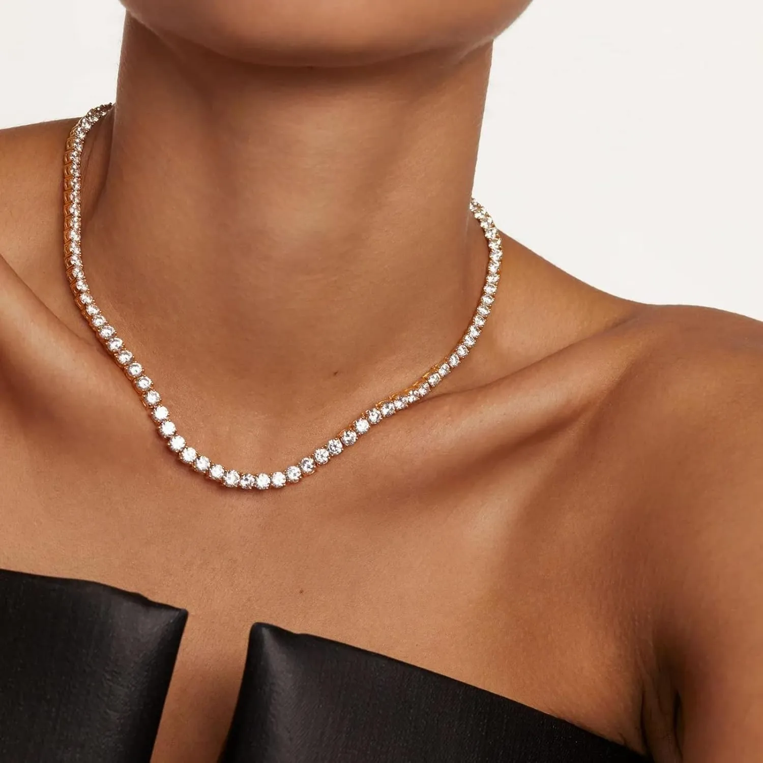 Tennis Necklace Bracelet Earrings Jewelry Sets for Women Teen Female Silver/Gold Plated Cubic Zirconia Necklace Set Fashion Jewelry Pack of 3