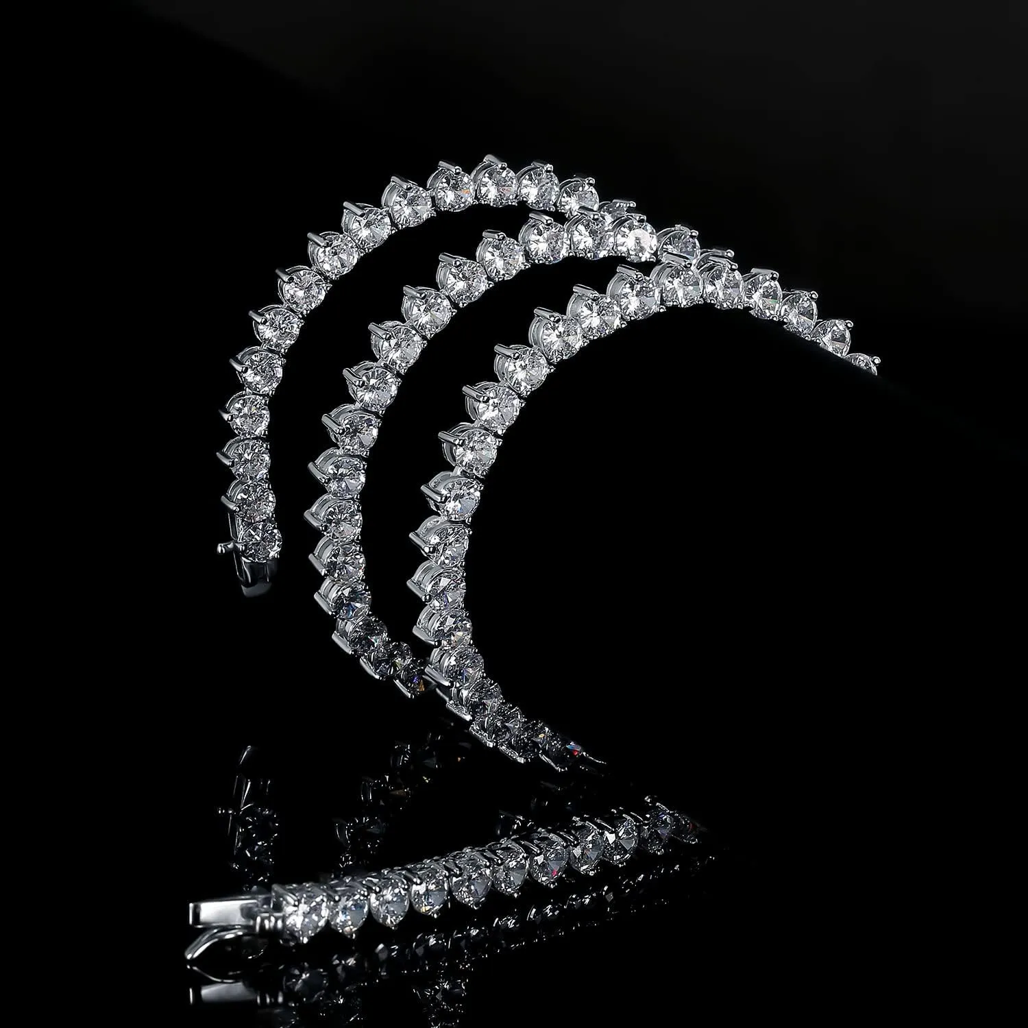 Tennis Necklace for Women Men 3 Prong 18K White Gold Plated 5A 4.0mm Round Cubic Zirconia Cut Faux Diamond Chain