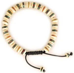 Tibetan Mala Embedded Medicine Wrist Mala for Meditation Handmade Draw String Silk Pouch