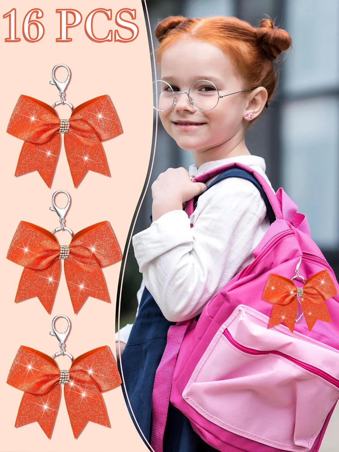Tondiamo Cheer Bow Keychain Cheer Keychain with Rhinestones Cheerleader Keyrings for Teen Cheerleading Sports Accessory