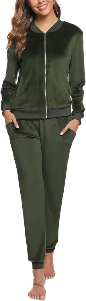Totatuit Velour Tracksuit Womens Sweatsuit Set Long Sleeve Zip Up Jacket & Drawstring Sweatpants Outfit