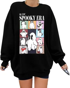 UNIQUEONE Halloween Sweatshirts for Women Halloween Shirts: Oversized in My Spooky Era Sweatshirt Ghost Crewneck Pullover