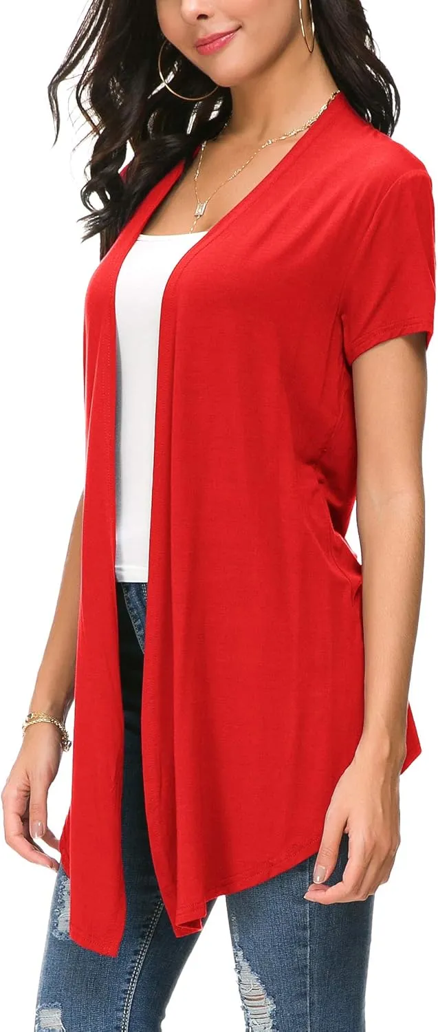 Urban CoCo Womens Open Front Short Sleeve Cardigans for Women Lightweight Summer Drape Cardigan Vest