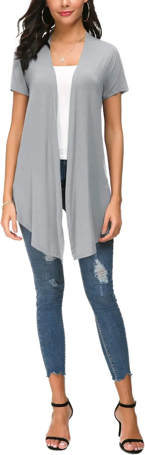 Urban CoCo Womens Open Front Short Sleeve Cardigans for Women Lightweight Summer Drape Cardigan Vest