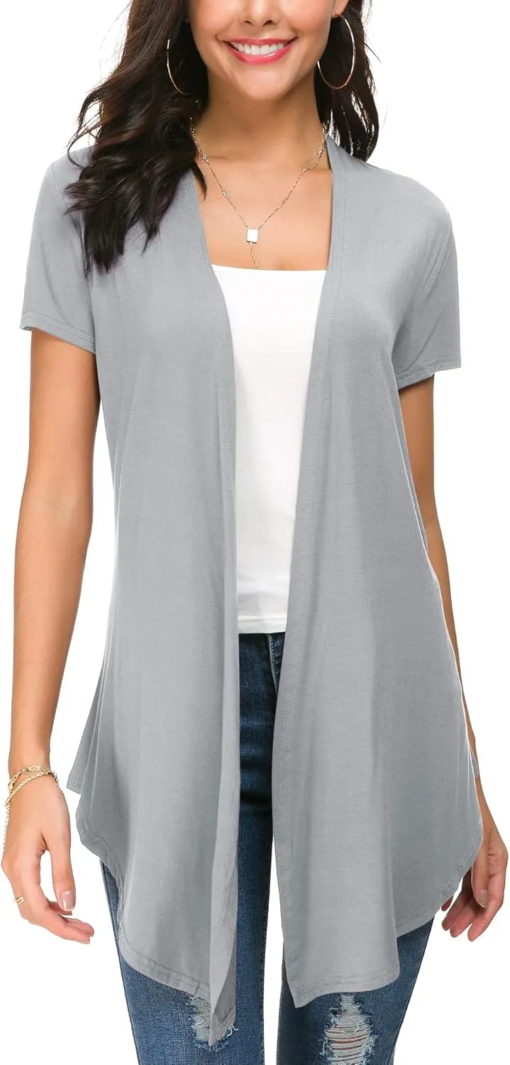 Urban CoCo Womens Open Front Short Sleeve Cardigans for Women Lightweight Summer Drape Cardigan Vest