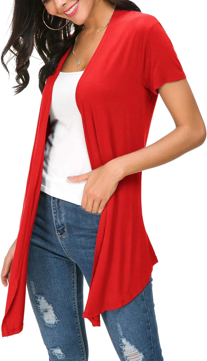 Urban CoCo Womens Open Front Short Sleeve Cardigans for Women Lightweight Summer Drape Cardigan Vest