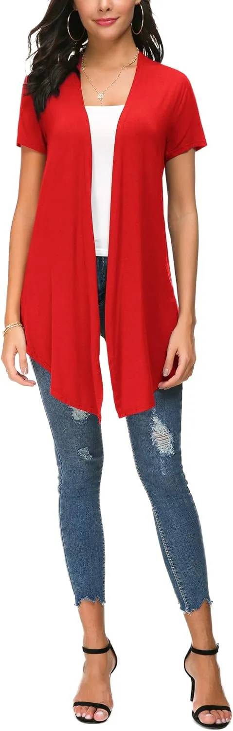 Urban CoCo Womens Open Front Short Sleeve Cardigans for Women Lightweight Summer Drape Cardigan Vest