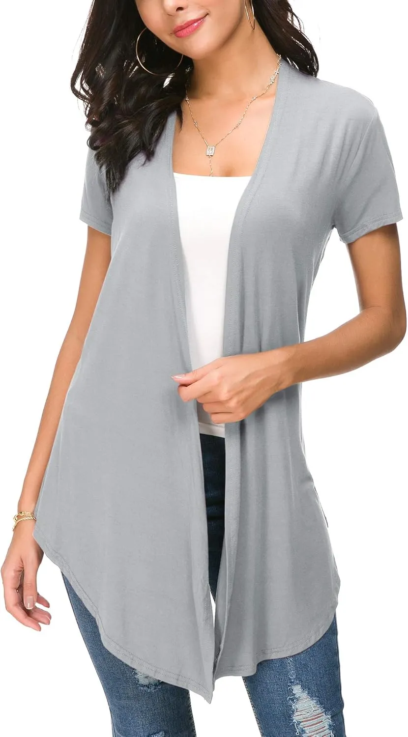 Urban CoCo Womens Open Front Short Sleeve Cardigans for Women Lightweight Summer Drape Cardigan Vest