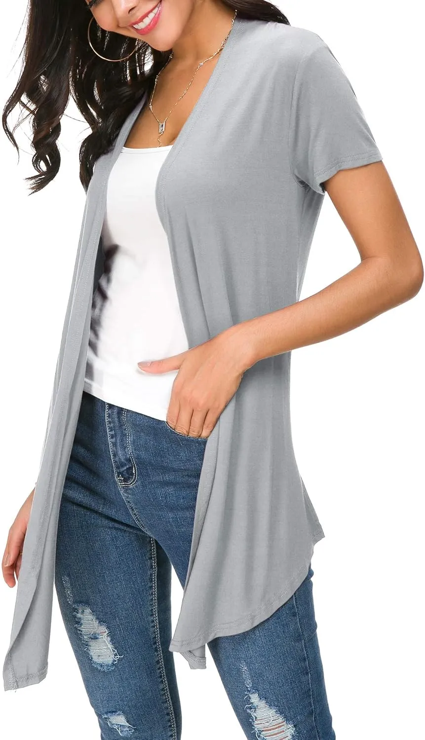 Urban CoCo Womens Open Front Short Sleeve Cardigans for Women Lightweight Summer Drape Cardigan Vest