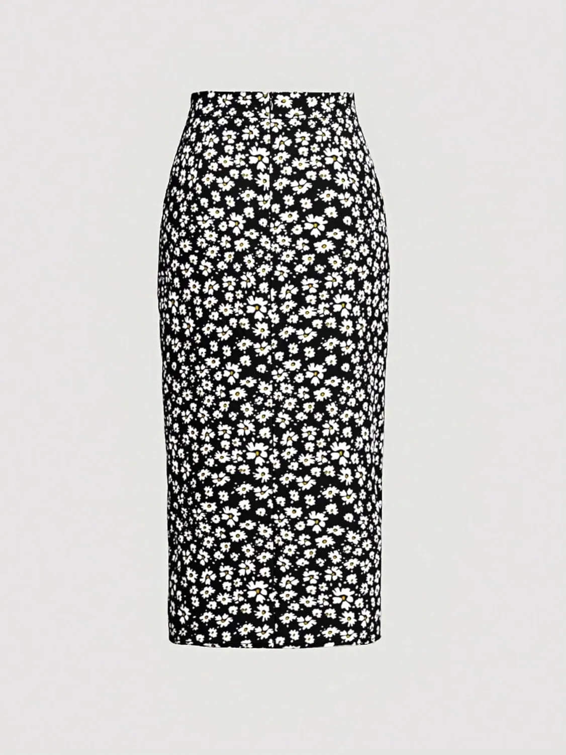 Verdusa Women's Ditsy Floral Print Ruched Skirt Split Thigh Casual Long Skirts