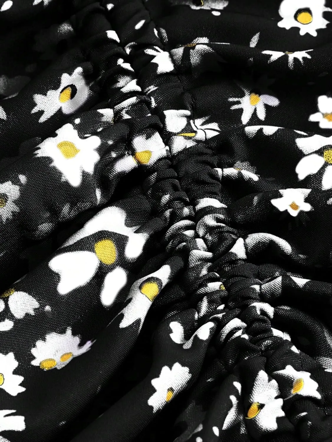 Verdusa Women's Ditsy Floral Print Ruched Skirt Split Thigh Casual Long Skirts