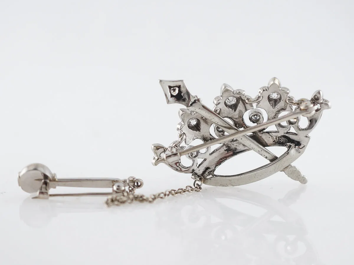 Vintage Brooch Art Deco .45 Old European Cut Diamonds in 18k White Gold
