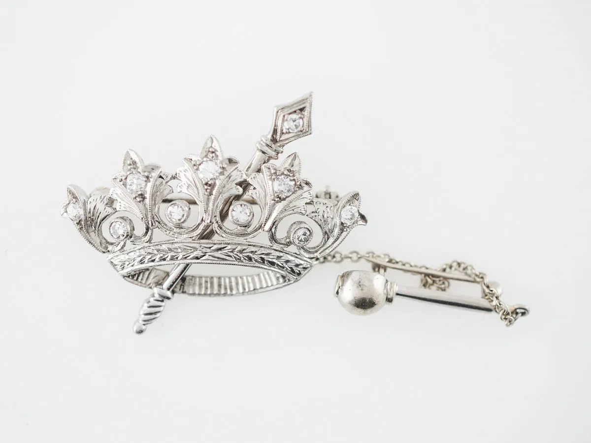 Vintage Brooch Art Deco .45 Old European Cut Diamonds in 18k White Gold