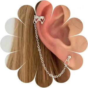 Vintage Long Chain Dangle Earrings Crown Chain Tassel Wrap Crawler Earrings Long Gold Chain Ear Cartilage Earrings Gold Crown Ear Cuff Earrings Jewelry for Women (Gold)