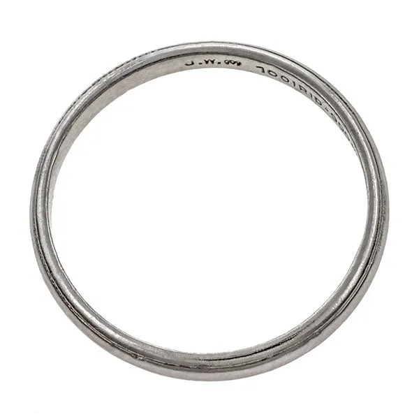 Vintage Wedding Band with Pattern, Platinum, 5.25