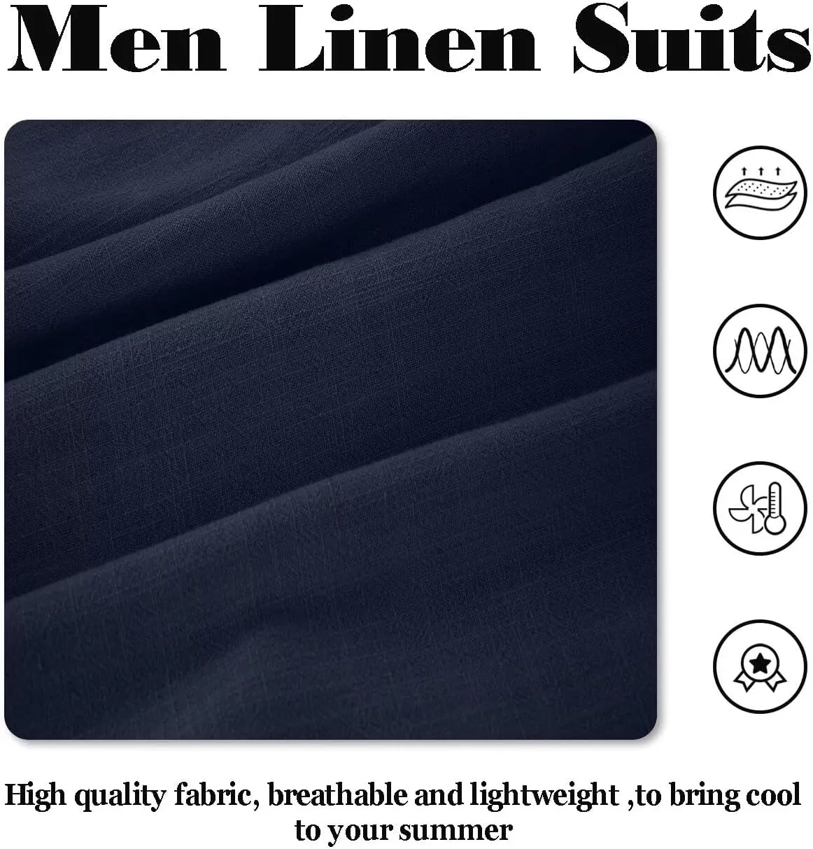 Wehilion Retro Linen Men Suit Beach Wedding Suit Summer Slim Fit 3 Pieces Light Weight Linen Suit Jacket Vest Pant Tuxedo