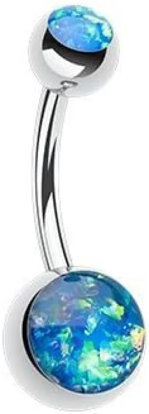 WildKlass Jewelry Opal Glitter Shower Basic 316L Surgical Steel Belly Button Ring