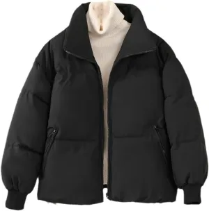 Winter Short Parka Jacket Women Thick Cotton Padded Coats Stand Collar Loose Puffer Parkas Down Jackets Outwear