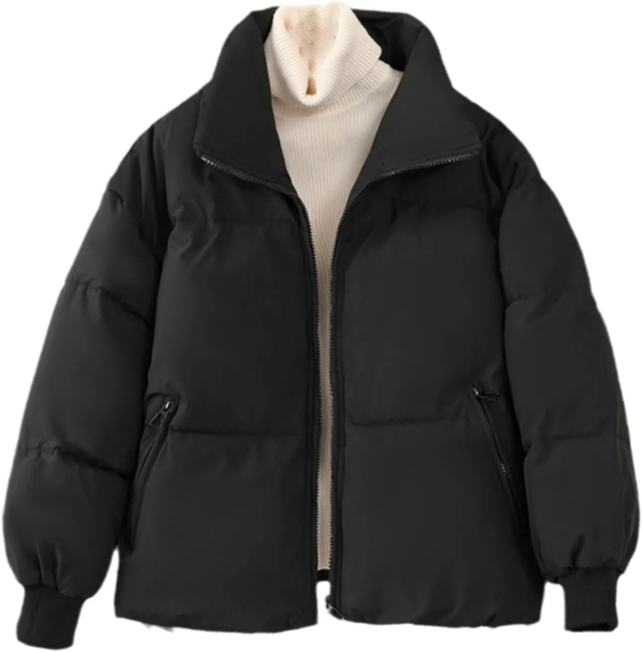 Winter Short Parka Jacket Women Thick Cotton Padded Coats Stand Collar Loose Puffer Parkas Down Jackets Outwear