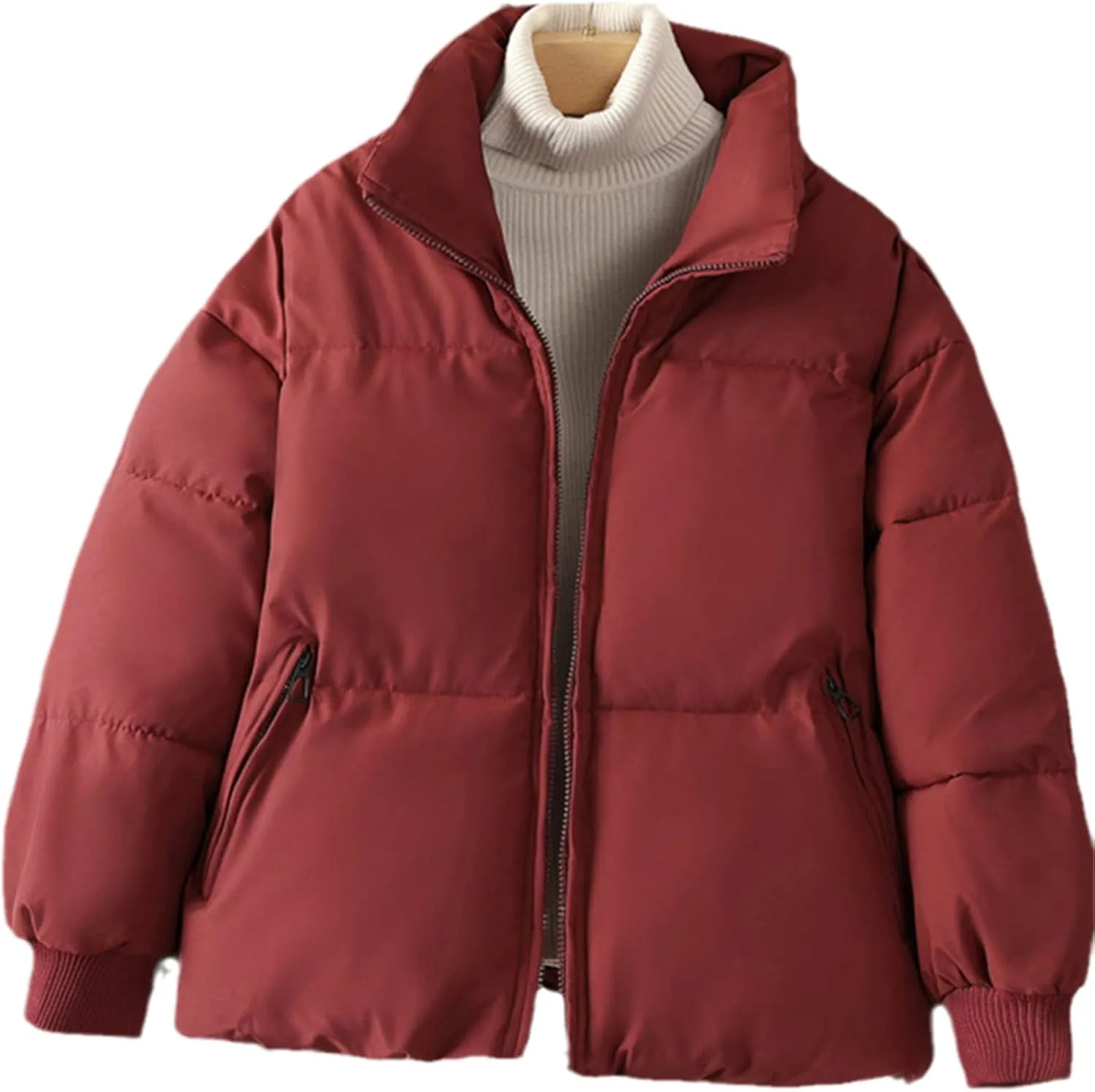 Winter Short Parka Jacket Women Thick Cotton Padded Coats Stand Collar Loose Puffer Parkas Down Jackets Outwear